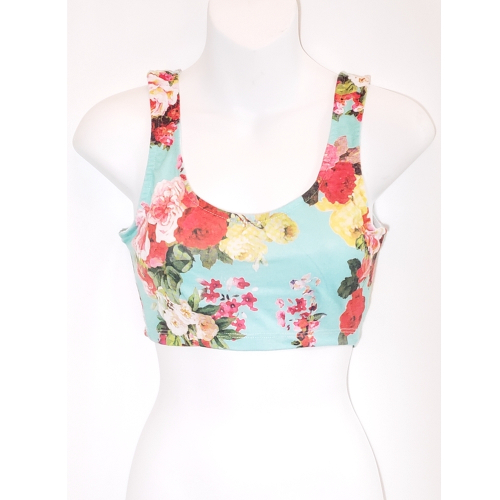 Copper Key Floral Crop Tank Top